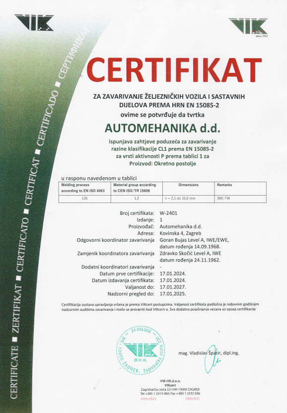 Certifikat 15085 - hr - Automehanika